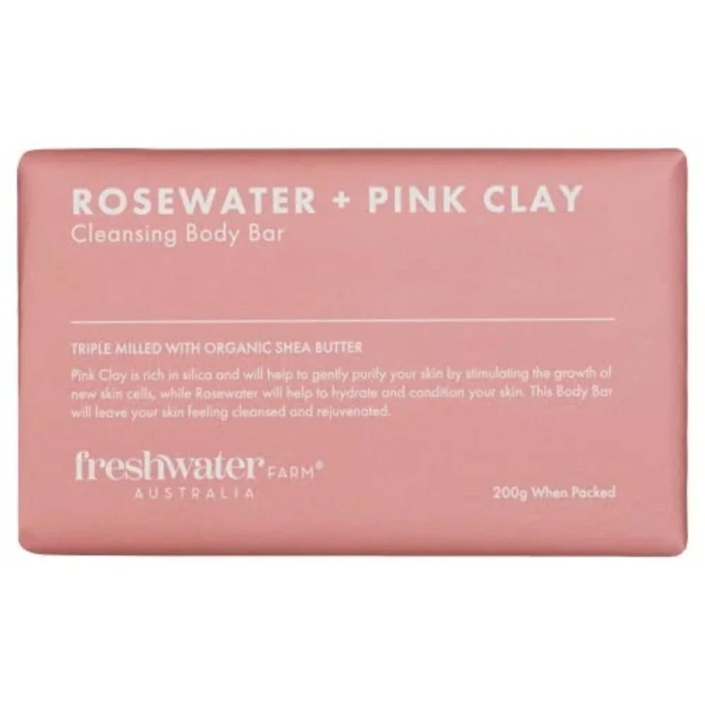 Freshwater Farm Australia BODY BAR Cleansing Rosewater + Pink Clay 7oz - Picture 2 of 4